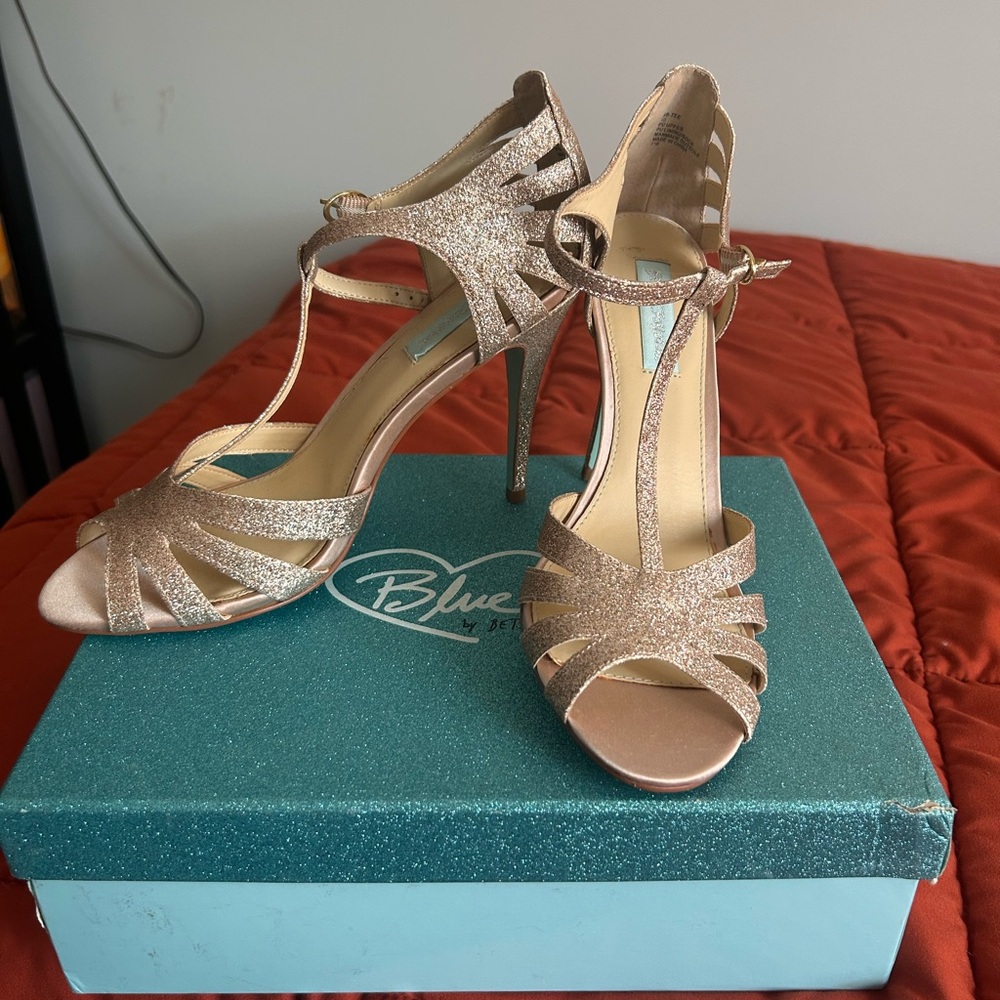 Champagne Colored Glittery Heels